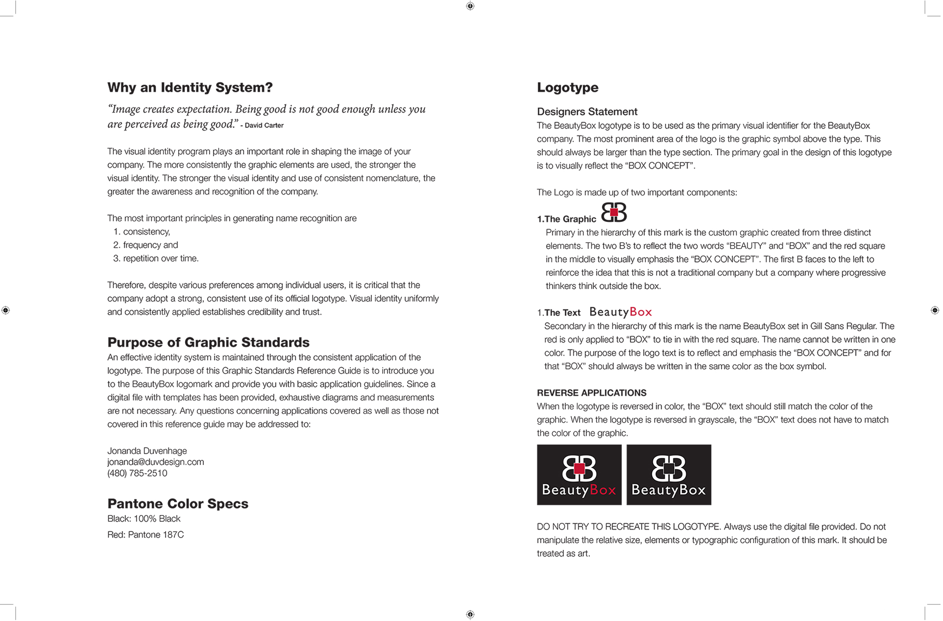 Beauty Box Corporate Identity Standards Manual