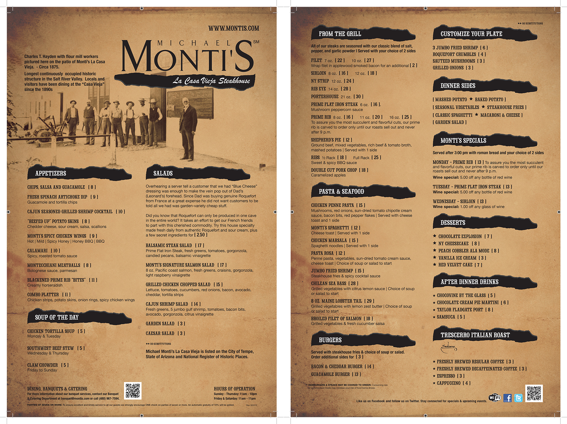 Monti's Menu Design 2012