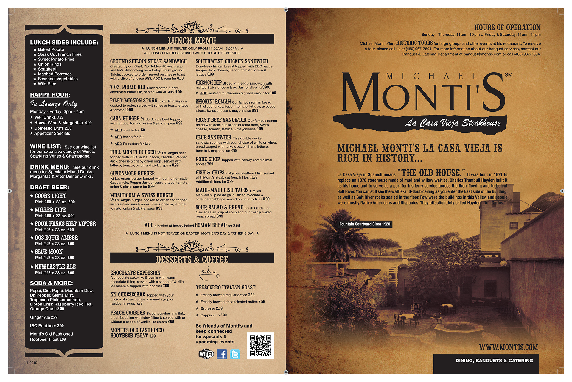 Monti's Menu Design 2010